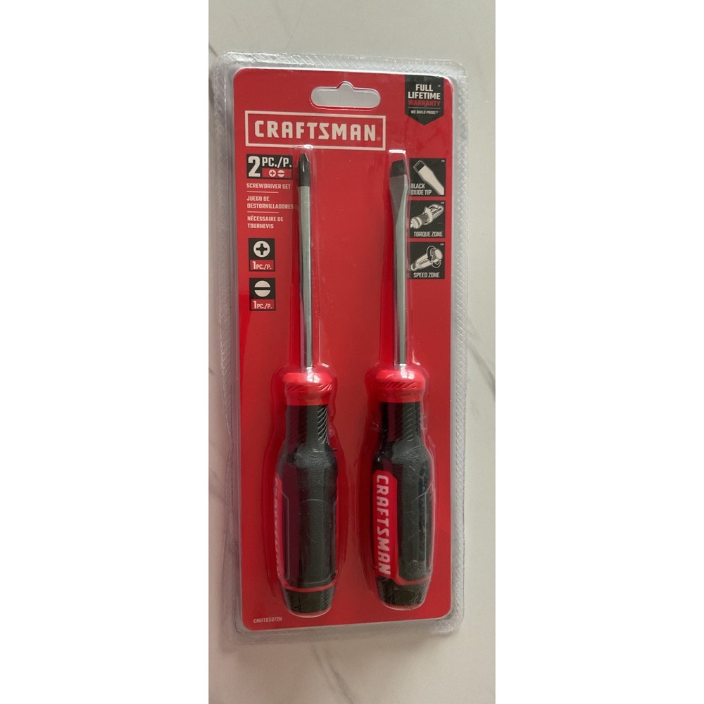 Craftsman 2 Pc Screwdriver Set Phillips Slotted Black Oxide Tips CMHT65072N NEW